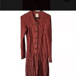 Warm Rust Cable Knit Cardigan